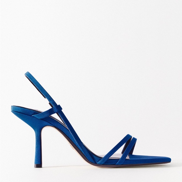 Zara STRAPPY HEELED SANDALS. Blue. Size 6.5. New with Tags. - Picture 6 of 8